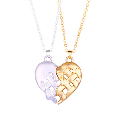 Engravable Half Hearts Couple Necklaces Set