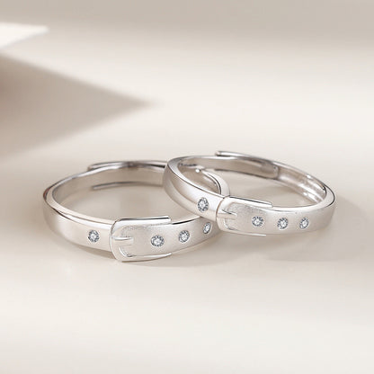 Belt Style Couple Promise Rings