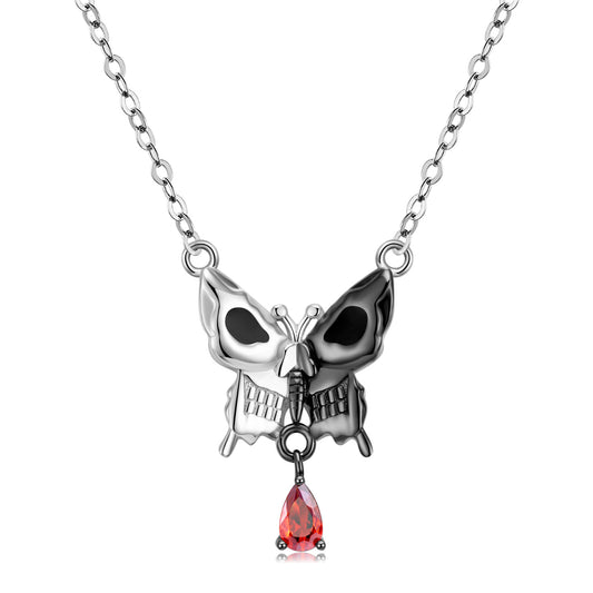 Halloween Butterfly Skull Charm Necklace