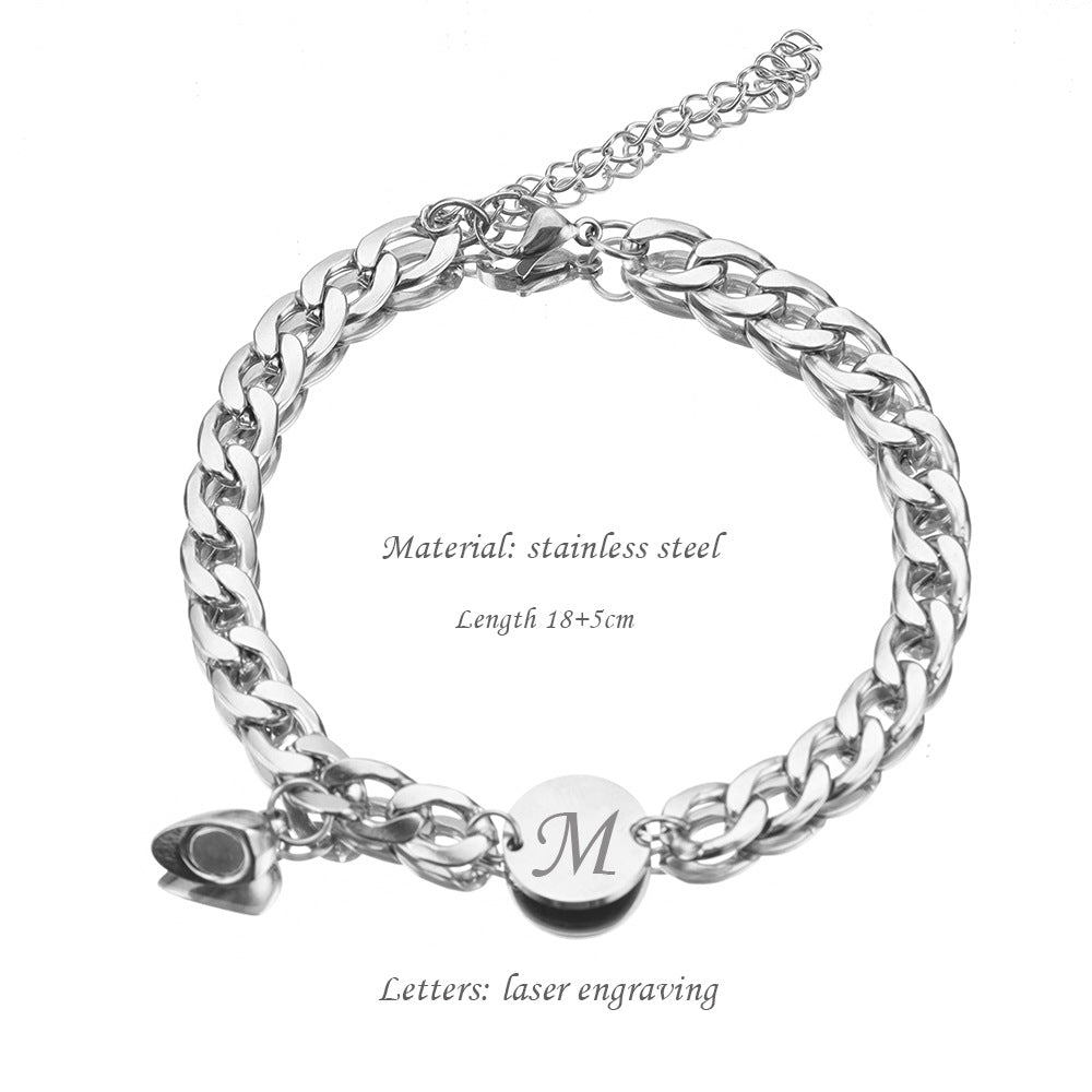 Name Initial Magnetic Hearts Couple Bracelets Set