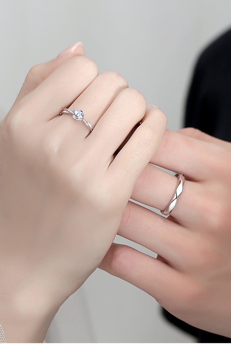 Custom Engravable Couple Engagement Rings Set