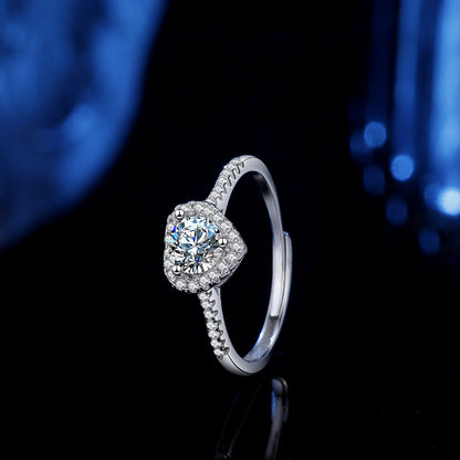 1 Carat Moissanite Diamond Heart Ring for Women
