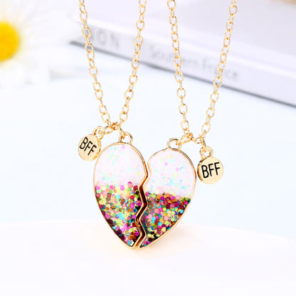 Magnetic Half Hearts Bff Necklaces Set