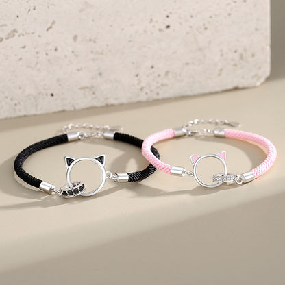 Matching Cats Theme Bracelets Set for Couples
