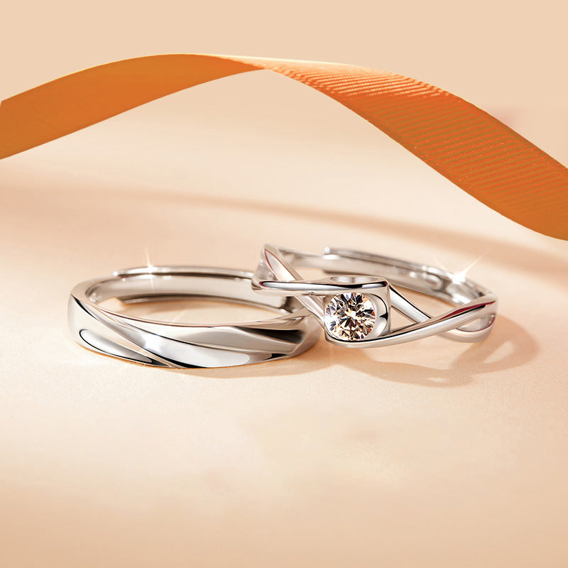 Custom Engraved Moissanite Rings Set for Couples
