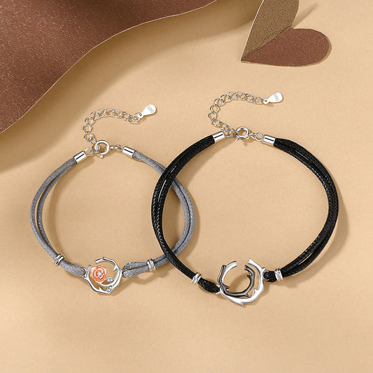 Matching Rose Thorn Bracelets Set for Couples