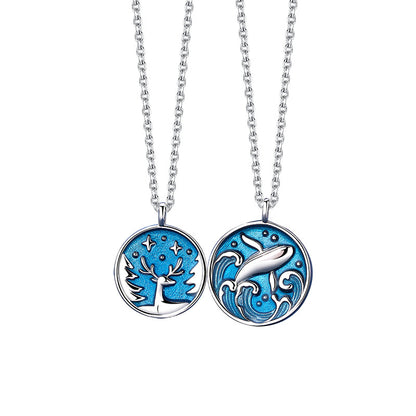 Ocean Forest Romantic Couple Necklaces Set