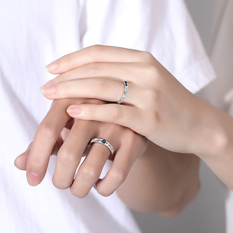 Custom Engraved Moonstone Wedding Rings for Couples