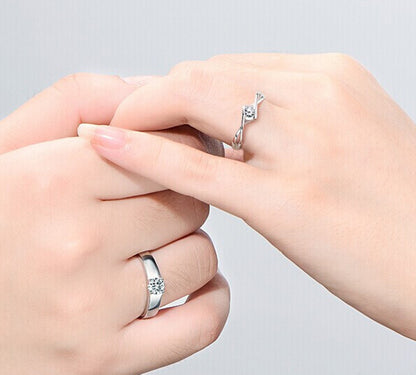 Engravable Moissanite Diamond Matching Couple Rings Set