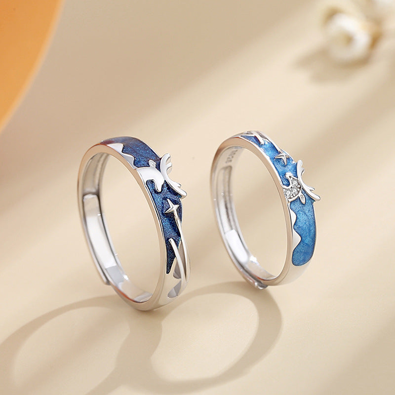 Engraved Real Sterling Silver Couple Rings Set