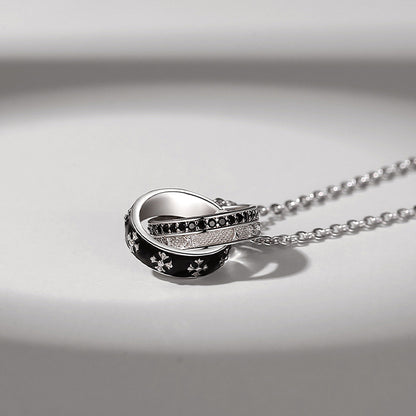 Custom Engraved Double Rings Mens Necklace