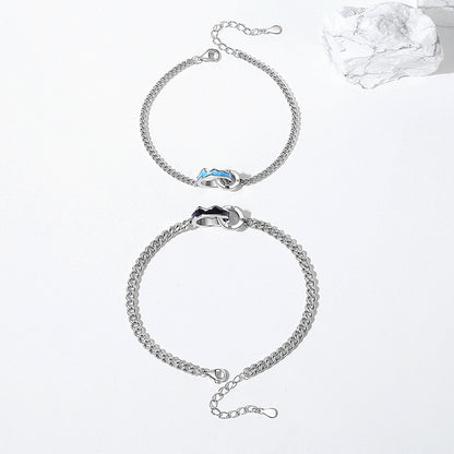Engravable Ocean Mountain Bracelets Set for Couples