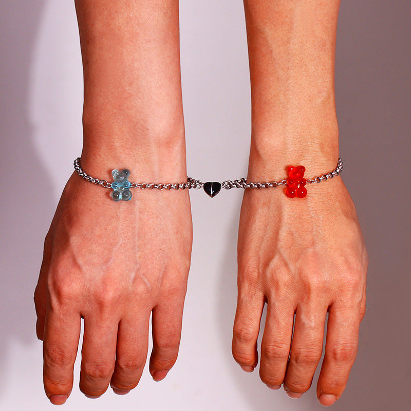 Magnetic Charms Bear Bracelets Set for Soulmates