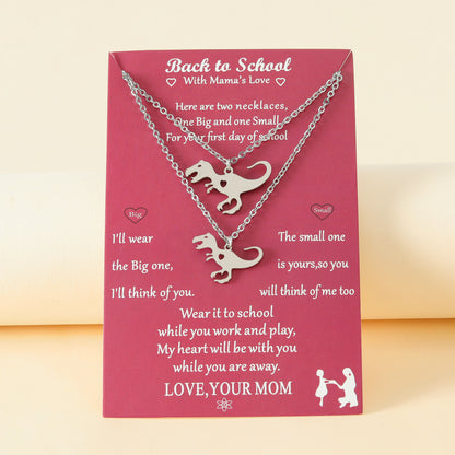 Mommy and Me Back to School Dinosaur Necklace Gift