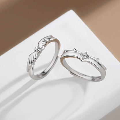 Engravable Matching Angel Wings Rings for Couples