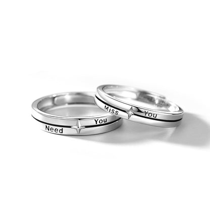 Custom Engraved Couple Promise Rings Set for two