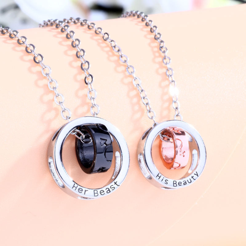 MJartoria Matching Necklaces for Couples, His and Hers Engraved Rhinestone  Ring Pendant Set Gifts for Boyfriend Girlfriend | Matching necklaces for  couples, Cute couple necklaces, Matching necklaces
