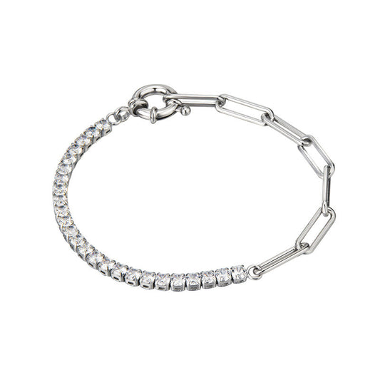 Half Tennis Half Paperclip Bracelet