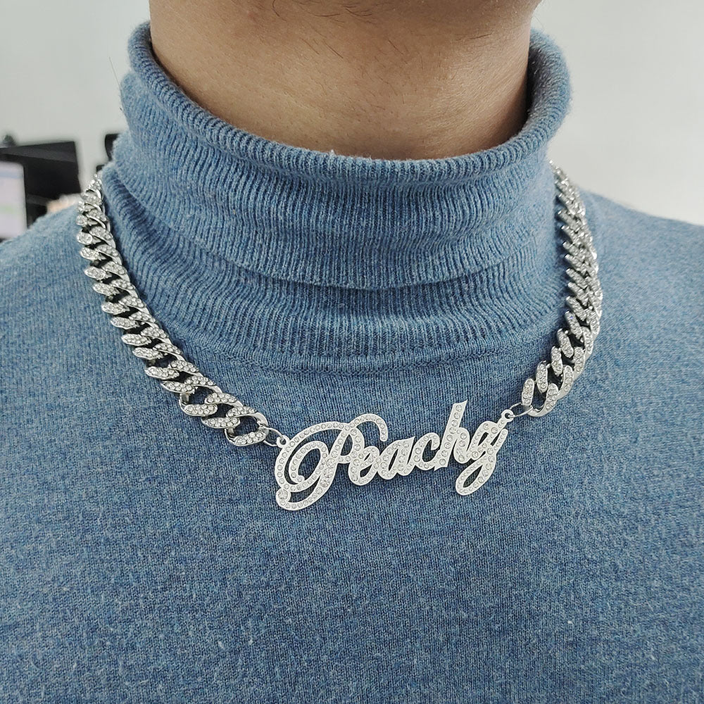 Hip Hop Multiple Name Minimalist Tennis Necklace for Rappers