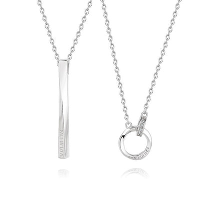 Matching Bar and Ring Couple Necklaces Set