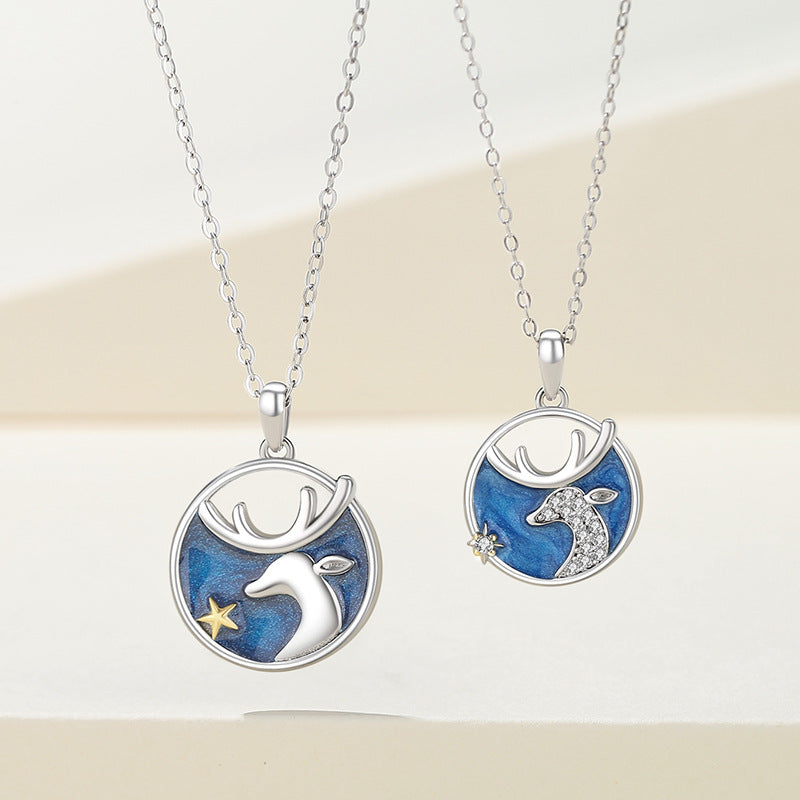 Matching Deers Pendants Necklaces for Couples
