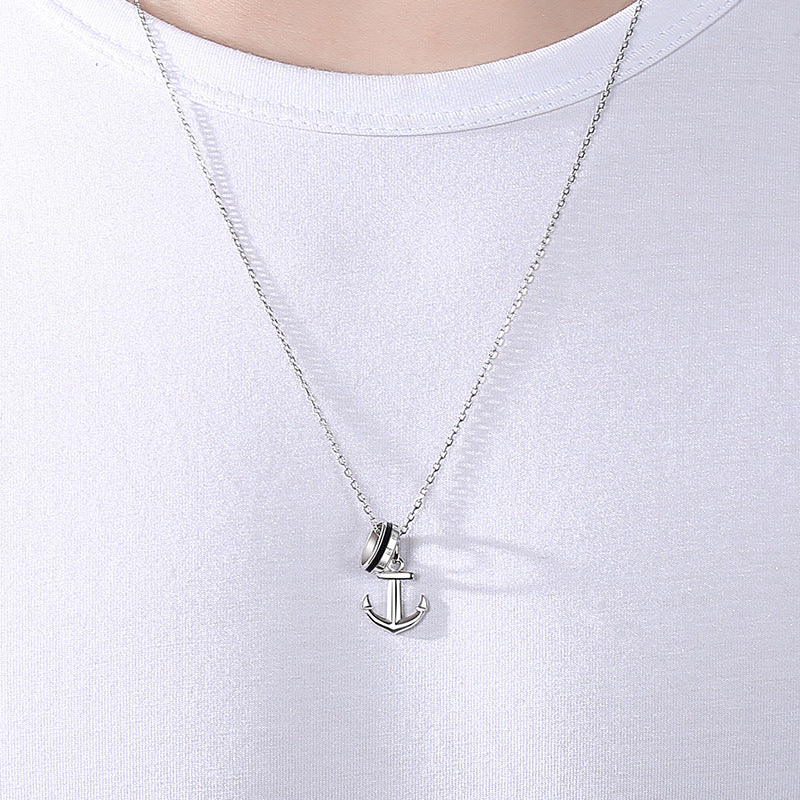 Custom Engraved Anchor Necklace for Men