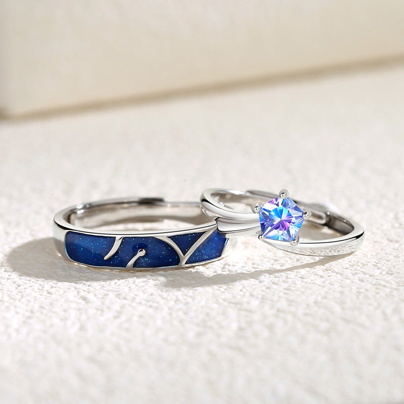 Engravable Stars Matching Rings for Couples Anniversary Gift – Loforay