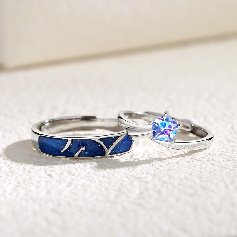 Engravable Stars Matching Rings for Couples