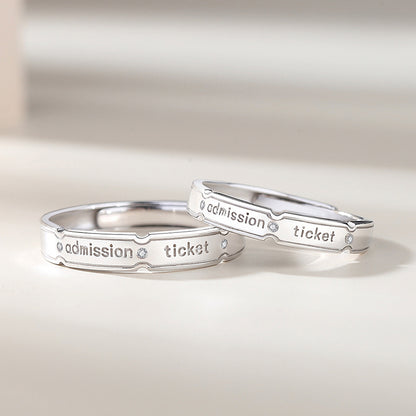 Custom Engravable Couple Rings Set Adjustable Size