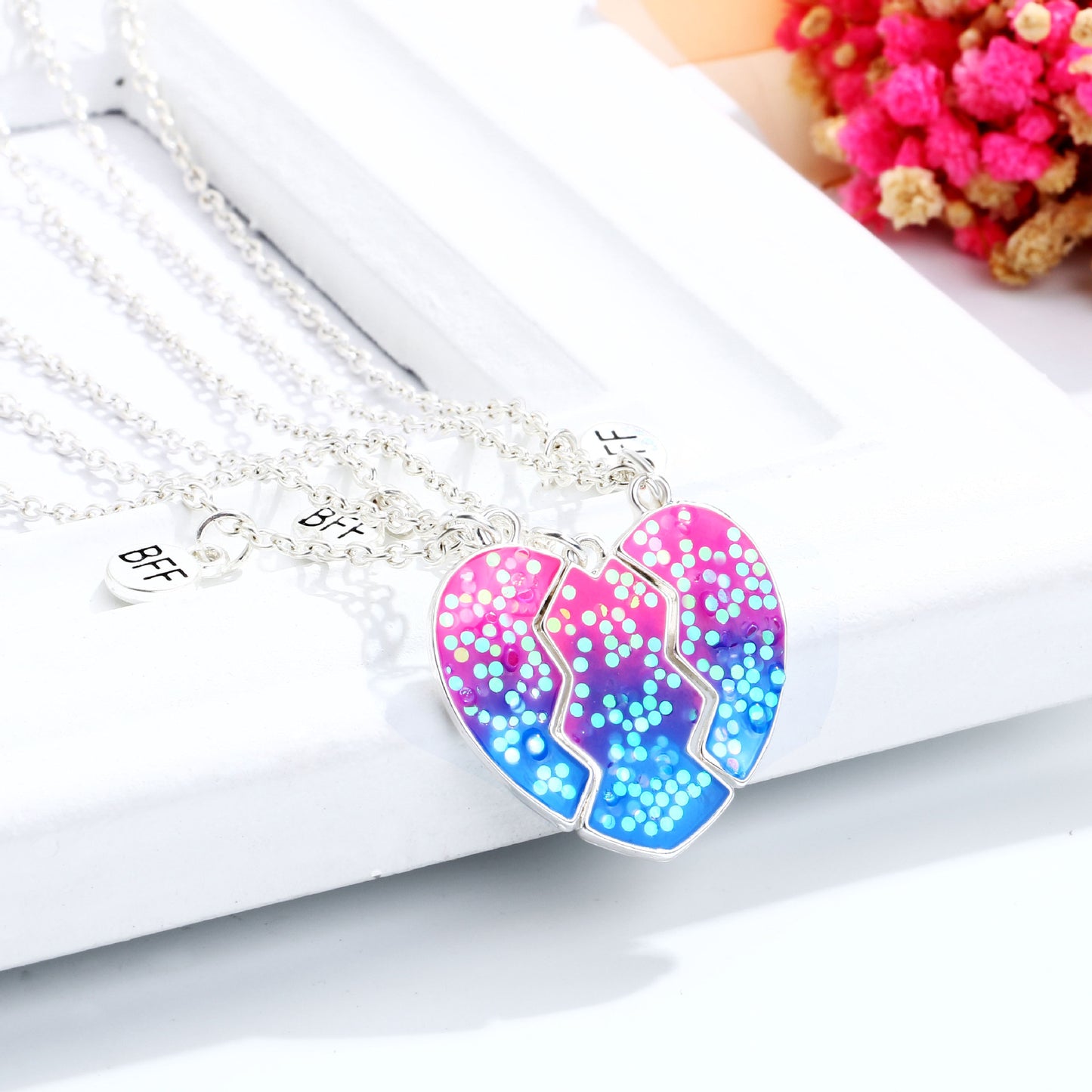 Magnetic Hearts Bff Necklaces Set for 3 Persons
