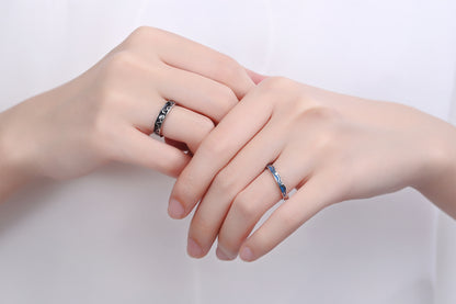 Engravable Ocean and Mountain Matching Pair Rings