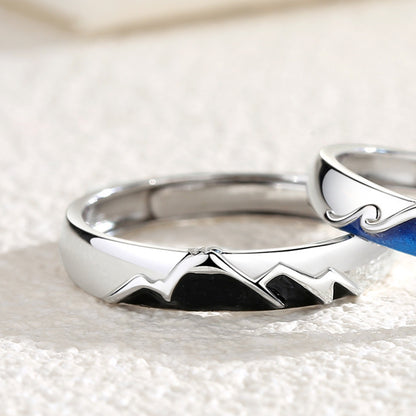 Ocean and Mountain Wedding Bands for Two