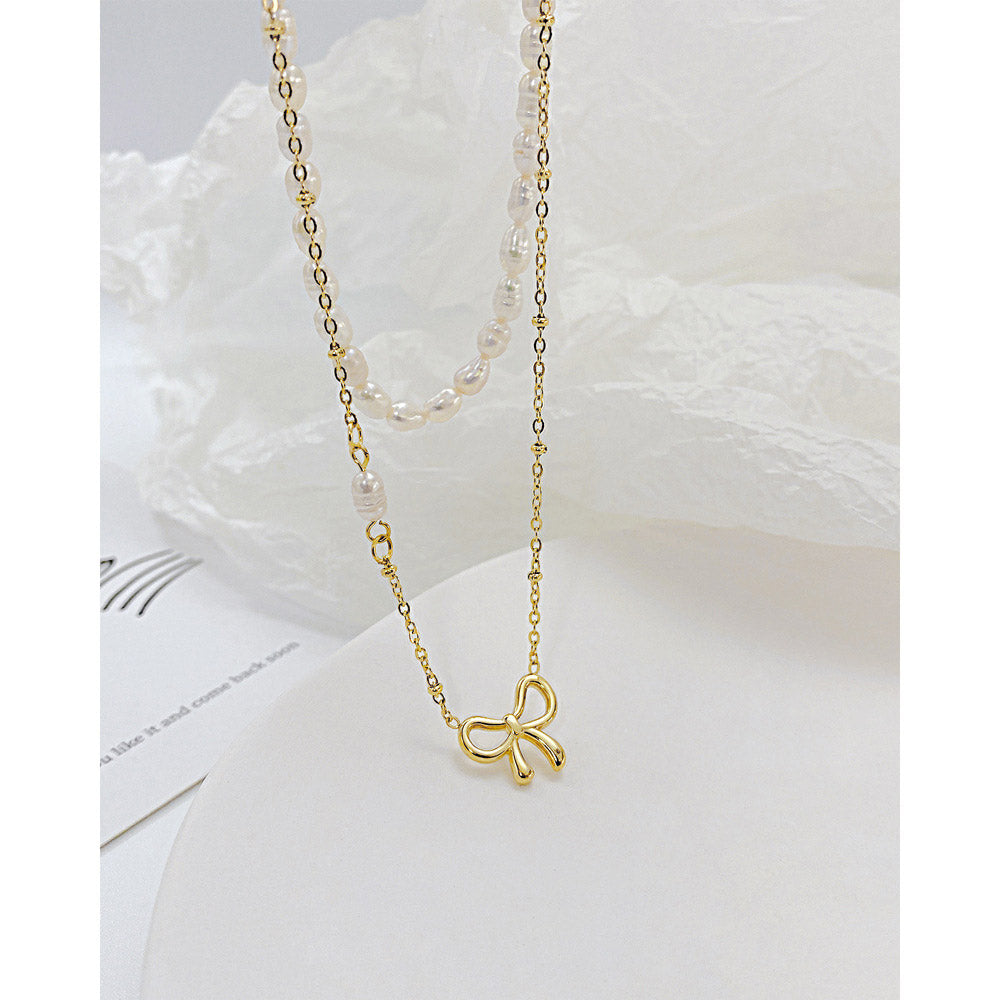 Layered Double Chain Pearl Necklace