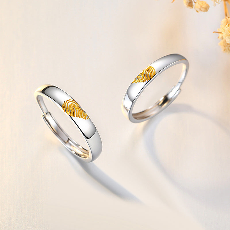 Engravable Half Hearts Rings Set for Couples