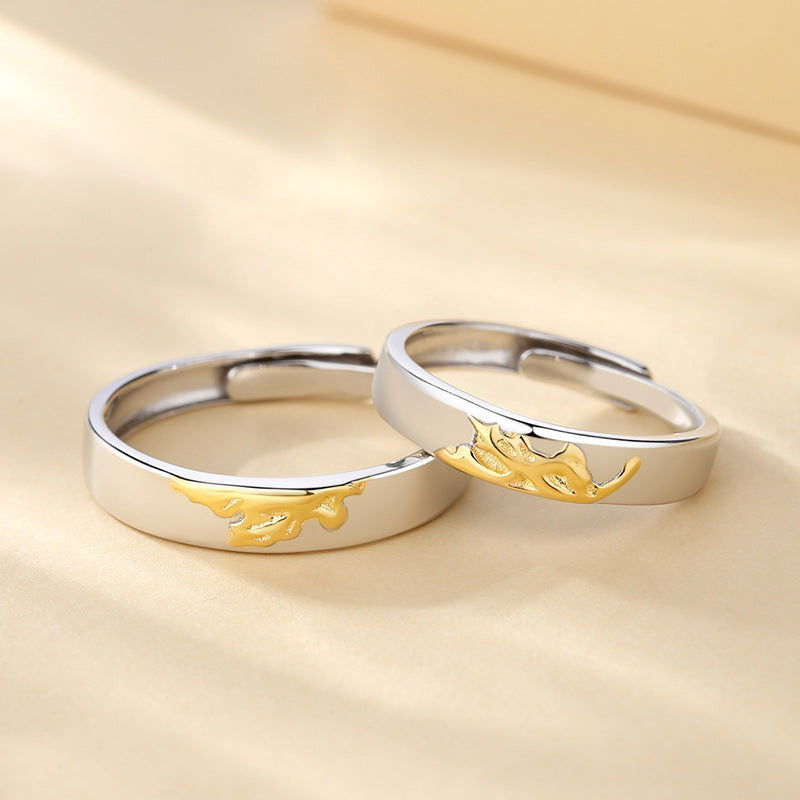 Custom Matching Maple Leaf Rings Set for Couple