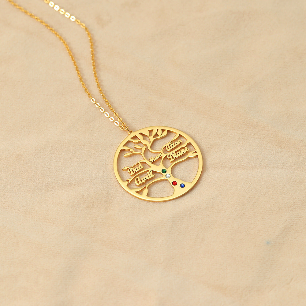Multiple Birthstone Necklace (10K Gold, Horizontal) - Talisa Jewelry