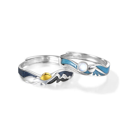 Personalized Sun and Moon Matching Rings for Couples
