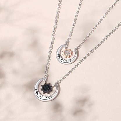 Matching Sun and Moon Necklaces Set for Couples