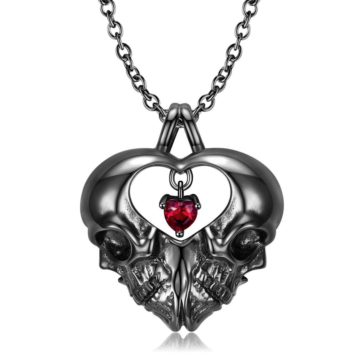 Halloween Skull Heart Dainty Necklace for Women