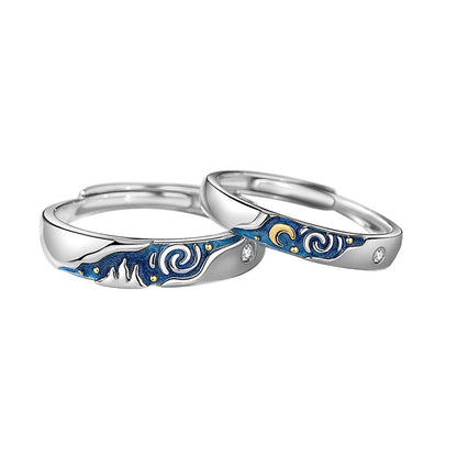 Vincent Starry Night Style Wedding Rings Set