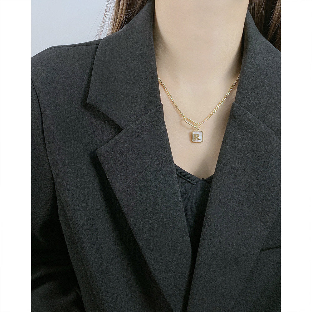 Letter R Initial Minimalist Necklace