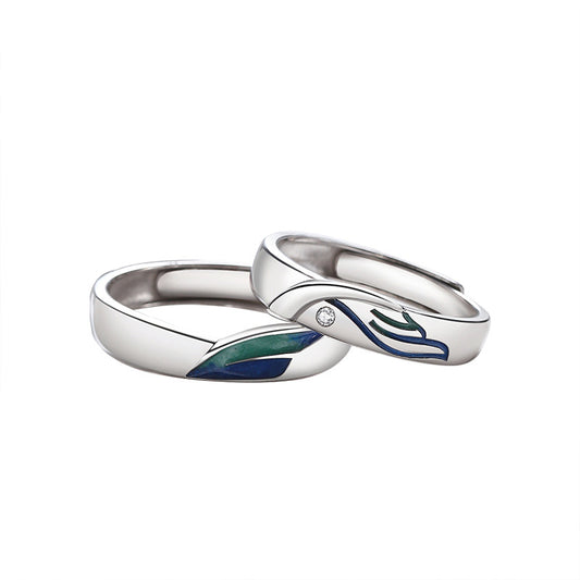 Eagle and Fish Matching Wedding Rings Set