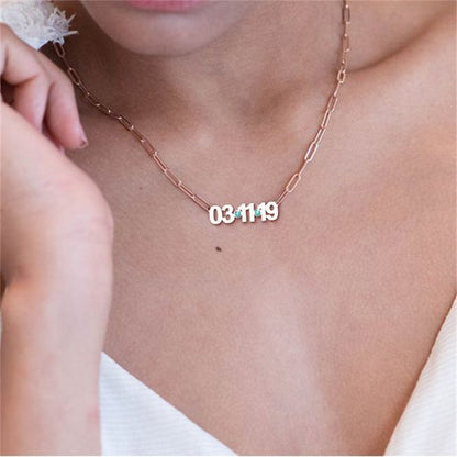 Customized Birth Date Minimalist Birthstone Necklace For Her