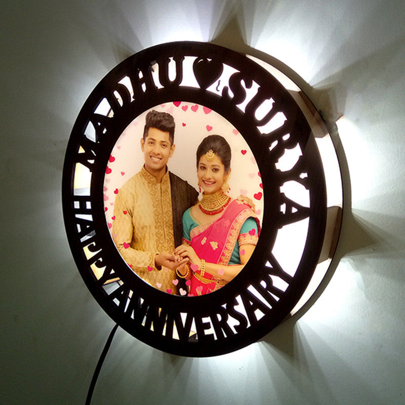 Personalized Couple Name Wooden Lamp Gift