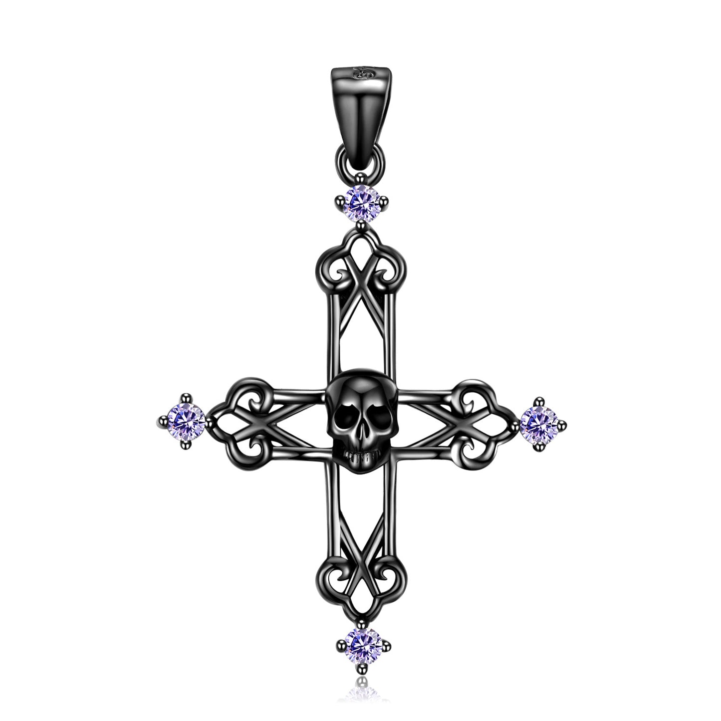Skull Cross Halloween Charm Necklace