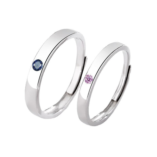 Engraved Minimalist Couple Promise Rings Set