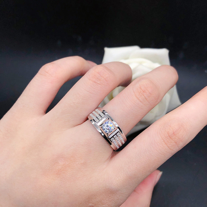 0.5 Carat Moissanite Diamond Pave Setting Ring