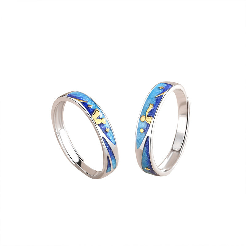 Galaxy Theme Cute Couple Rings Set for Two