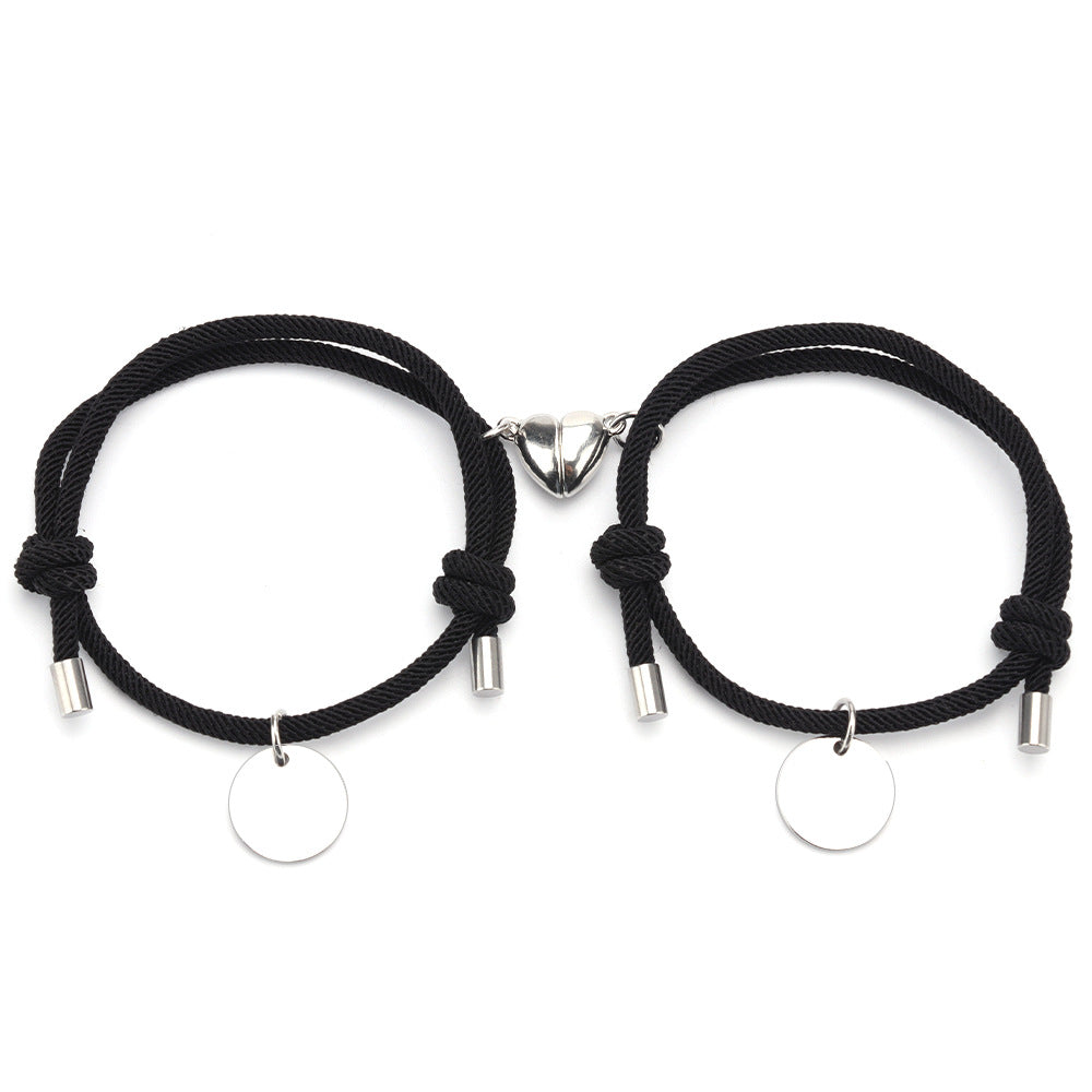 Custom Name Initial Magnetic Couple Bracelets Set