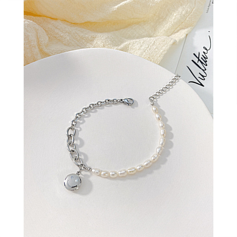 Oval Chain Natural Pearl Bracelet